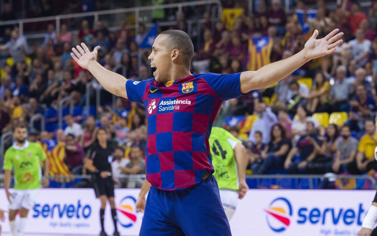 Ferrao, del Barça, celebra un gol durante un encuentro