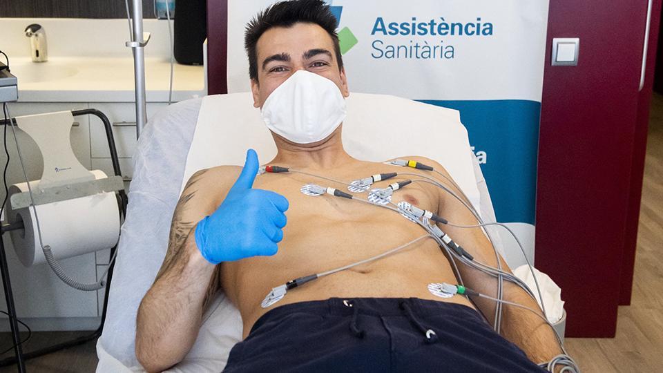 Sergio Lozano, jugador del Barça, durante un reconocimiento médico.