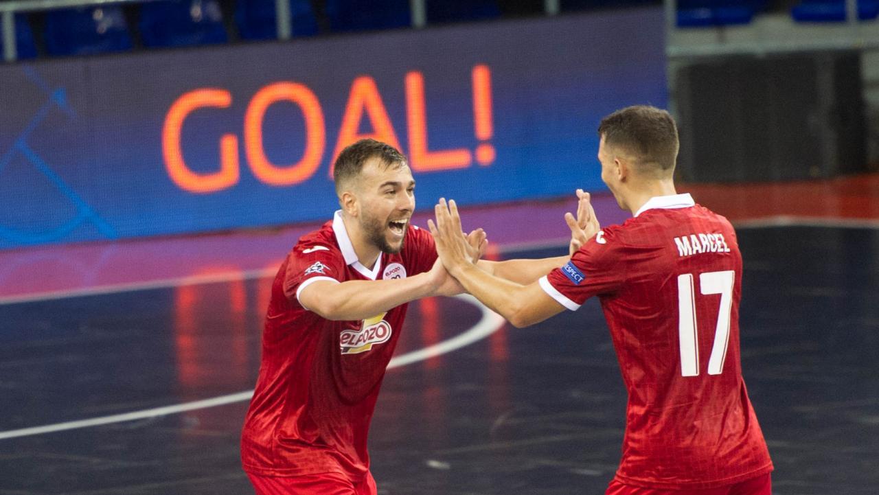 Rafa Santos y Marcel celebran un gol de ElPozo Murcia Costa Cálida