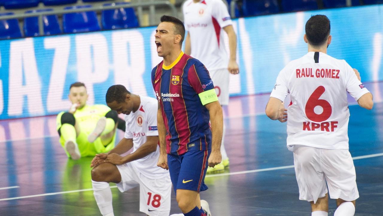 Sergio Lozano, del Barça, celebra un gol (Fotografía: Ernesto Aradilla)