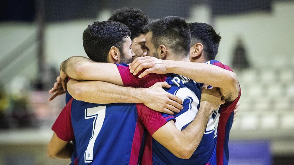 Los jugadores del Levante UD FS celebran un gol-