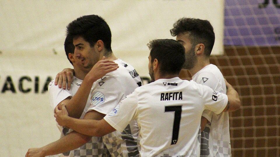 Los jugadores del Rivas Futsal celebran un gol.