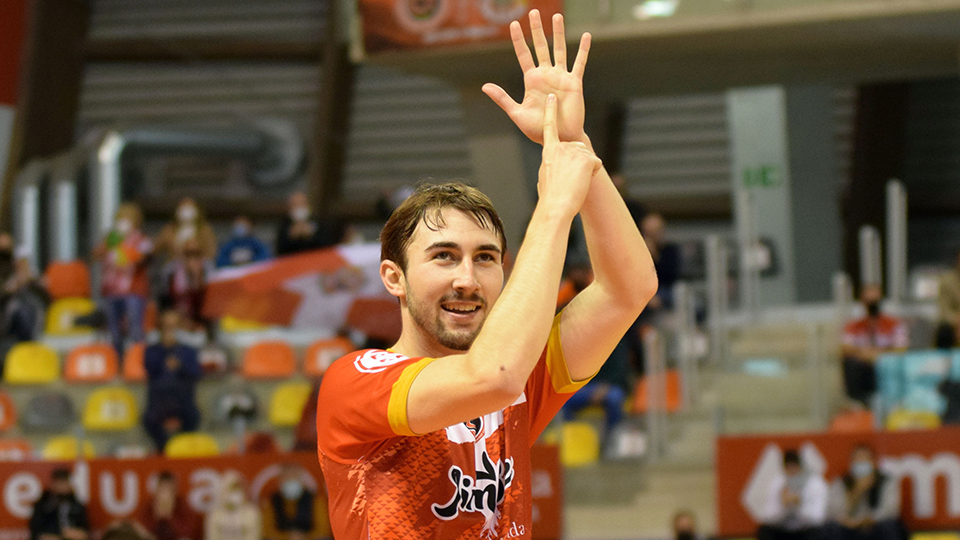 Javi Mínguez celebra un gol de Jimbee Cartagena.