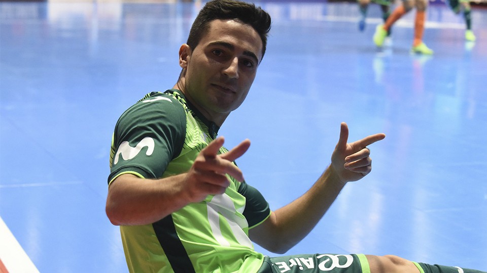 Borja, jugador de Movistar Inter, celebra un tanto. (Foto: Sandra Santiago
Movistar Inter)