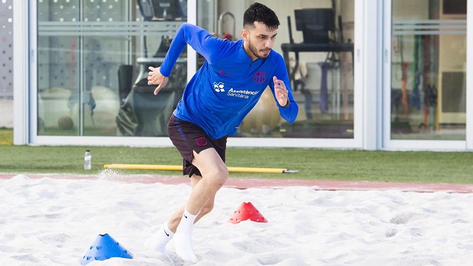 Esquerdinha, jugador del Barça, durante su rehabilitación.