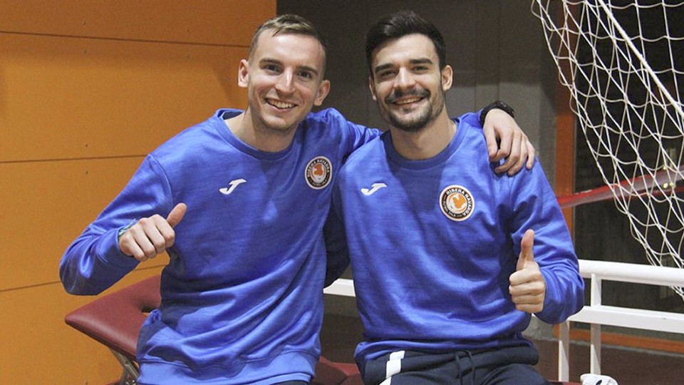 Sergio González y Ferrán Plana, jugadores del Aspil-Jumpers Ribera Navarra.