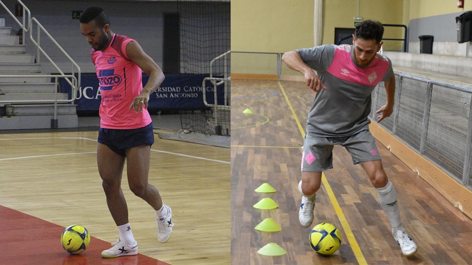 Leo Santana, jugador de ElPozo Murcia Costa Cálida, y Rafa López, de Palma Futsal
