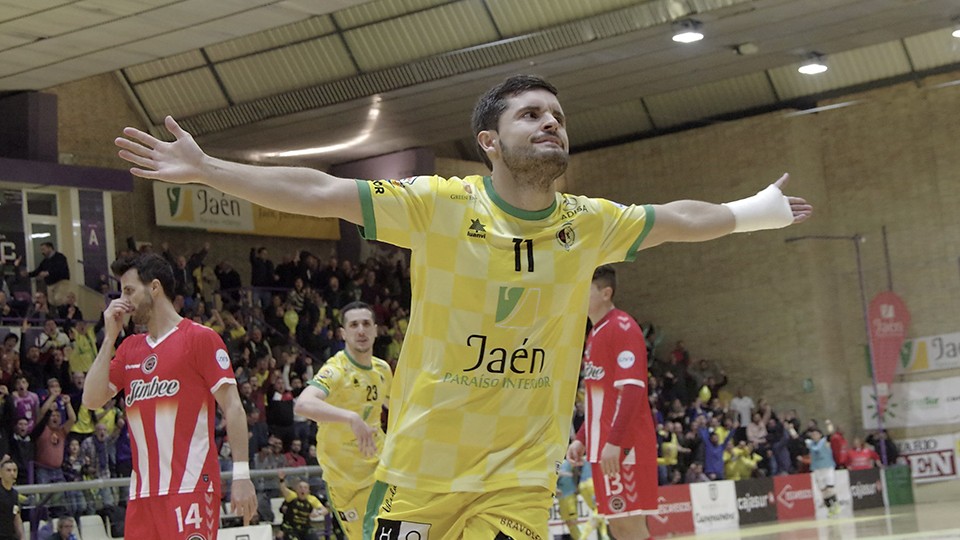 Dani Martín. jugador del Jaén Paraíso Interior, celebra un tanto. (Foto: Jaén Paraíso Interior   Miguel Ángel Corbella)