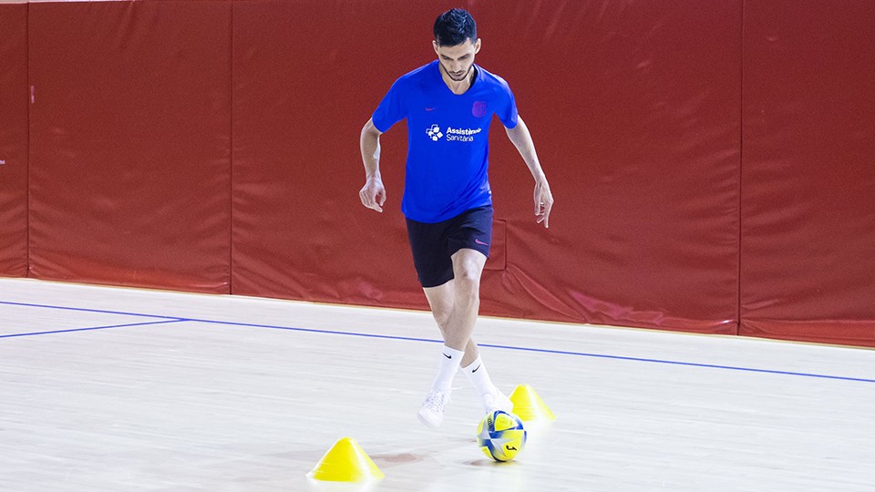 Esquerdinha, jugador del Barça, durante un entrenamiento.