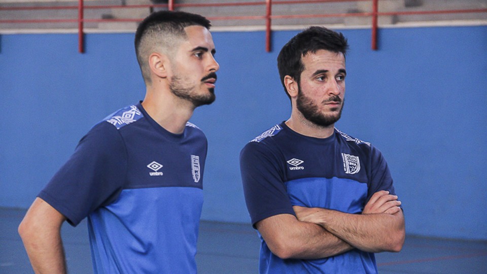 Raúl Canto y Dani Ramos, jugadores del BeSoccer CD UMA Antequera.