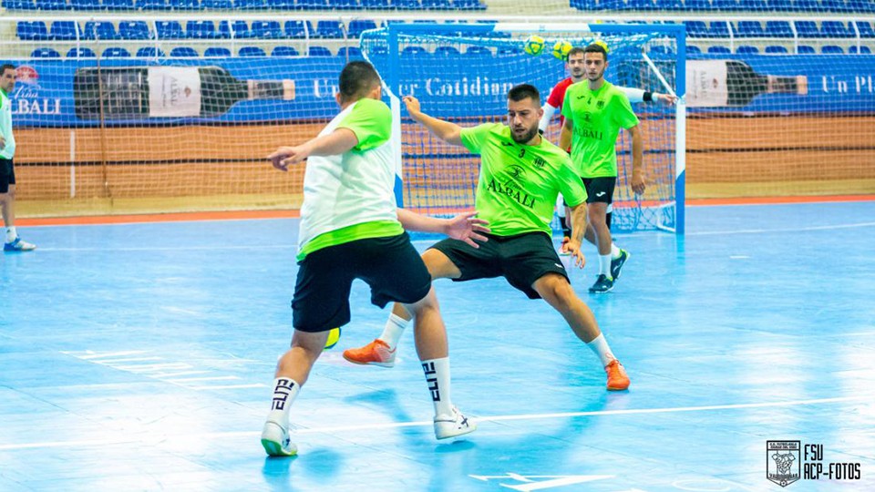 Los jugadores del Viña Albali Valdepeñas, durante un entrenamiento.