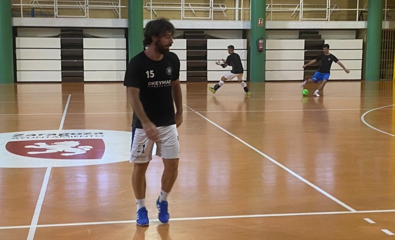 Nano Modrego, jugador del Full Energía Zaragoza, durante un entrenamiento