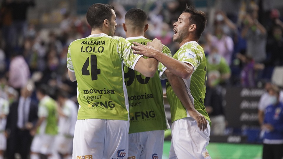 Los jugadores de Palma Futsal celebran un tanto.