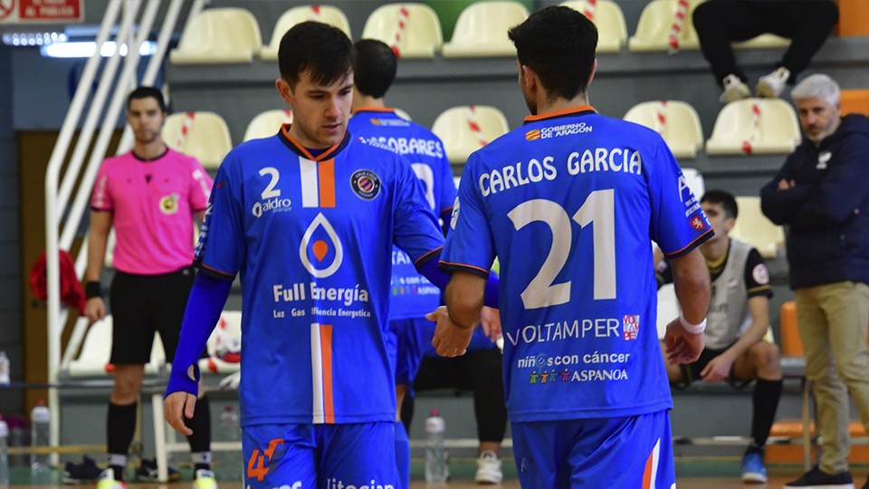 Aitor Abenia y Carlos García, jugadores del Full Energía Zaragoza. (Foto: Andrea Royo López)