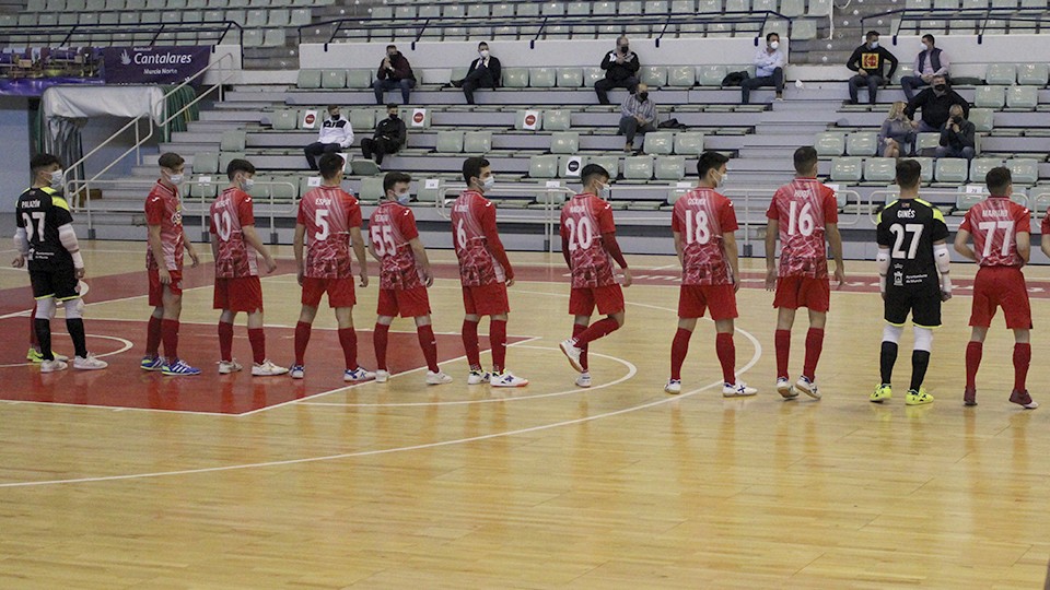 Los jugadores de ElPozo Ciudad de Murcia, antes de comenzar un encuentro.