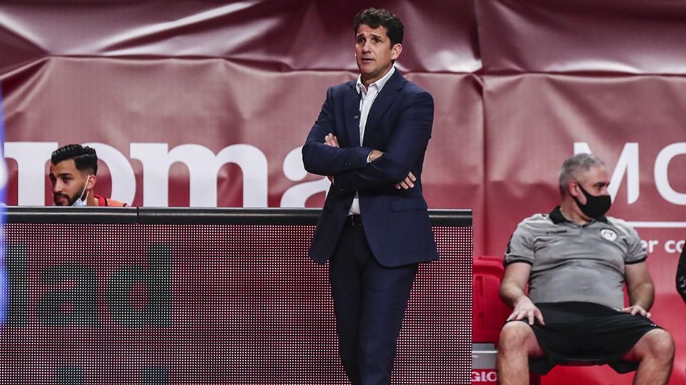 Duda, entrenador del Jimbee Cartagena, durante un partido de la Copa de España