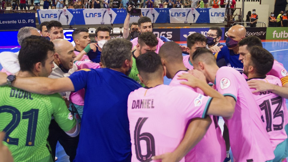 El Barça celebra una victoria.