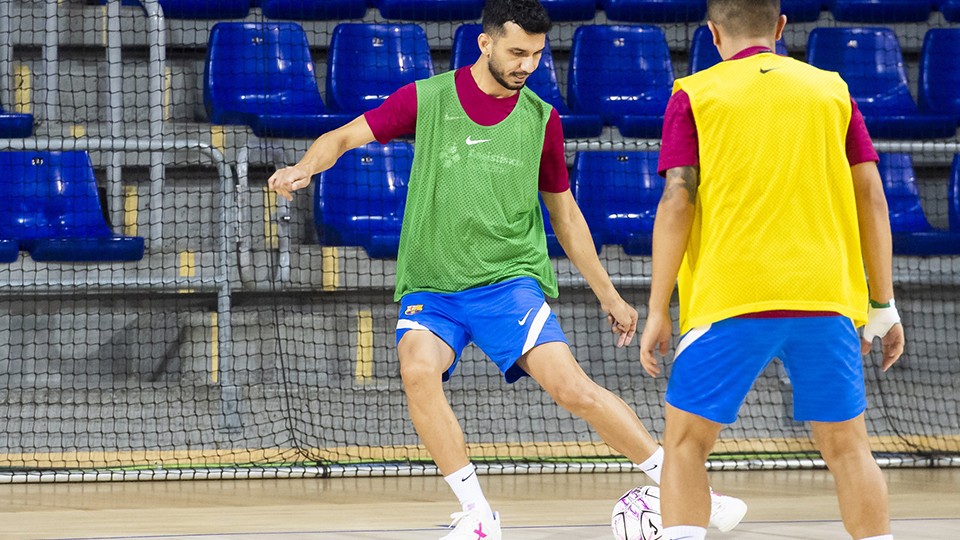 Esquerdinha, jugador del Barça, durante un entrenamiento