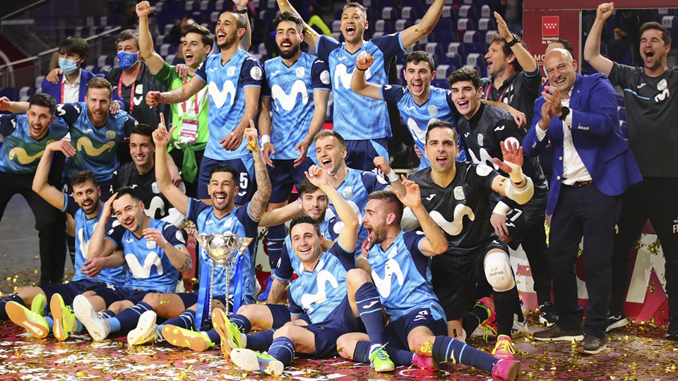 Inter FS celebra la consecución de la Copa de España.