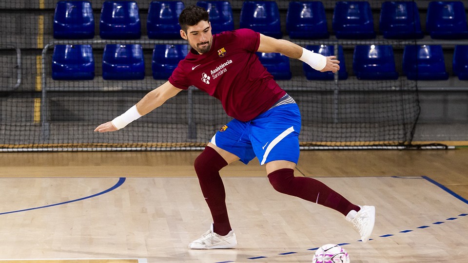 Miquel Feixas, portero del Barça, durante un entrenamiento