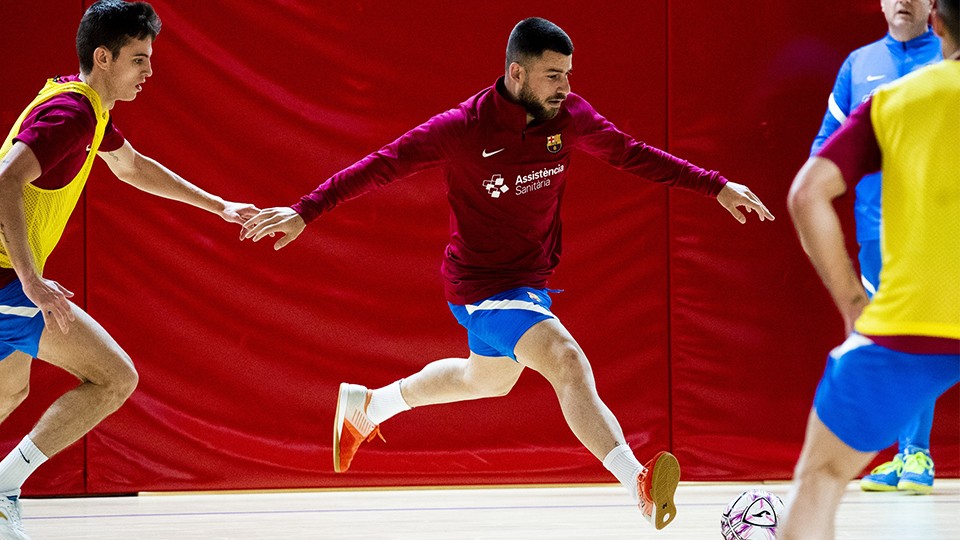 Catela, jugador del Barça, durante un entrenamiento