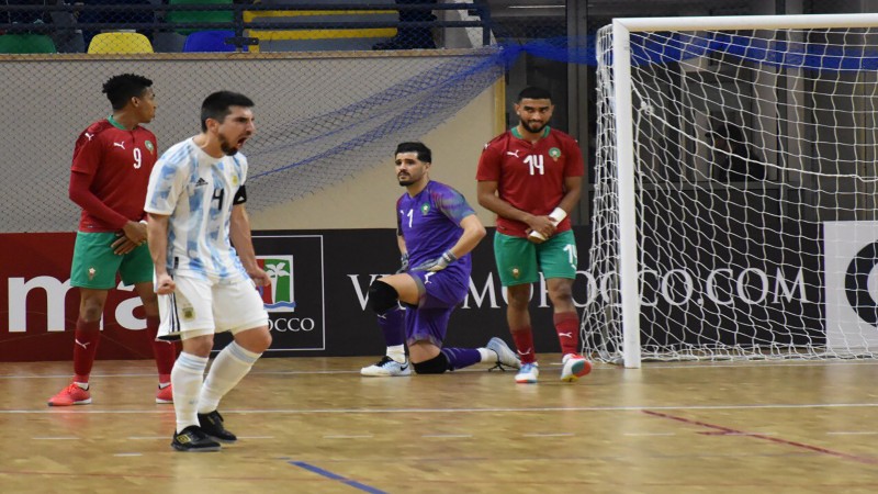 Lucas Bolo celebra un gol de Argentina ante Marruecos