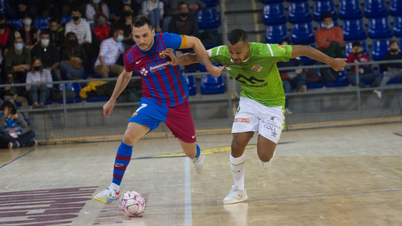 Dyego, del Barça, e Higor, del Palma Futsal, se miden en carrera